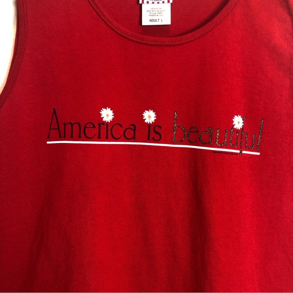 Genuine Sonoma Jean Company Vintage Red AMERICA IS BEAUTIFUL Sleeves Top. Size L - Picture 5 of 9
